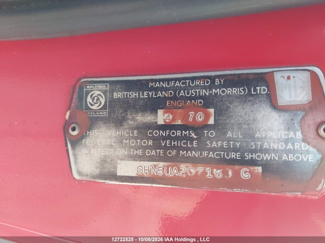 12722525 :رقم المزاد ، GHN5UA207160G vin ، 1970 Mg Mgb مزاد بيع