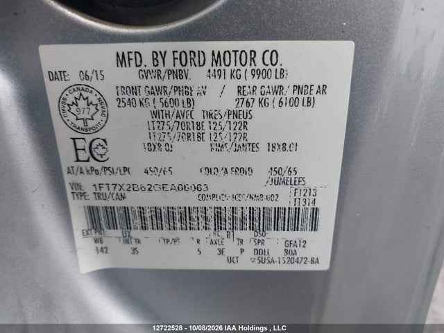 2016 Ford F-250 Xlt მანქანა იყიდება აუქციონზე, vin: 1FT7X2B62GEA06063, აუქციონის ნომერი: 12722528