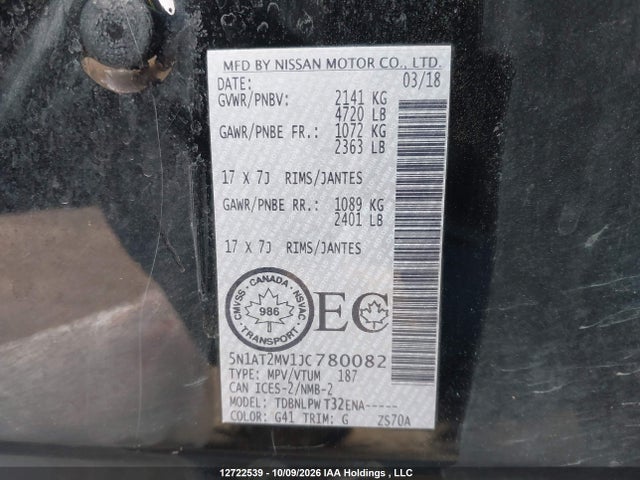5N1AT2MV1JC780082 Nissan Rogue Midnight Edition/s/sl/sl W/propilot Assist/sv