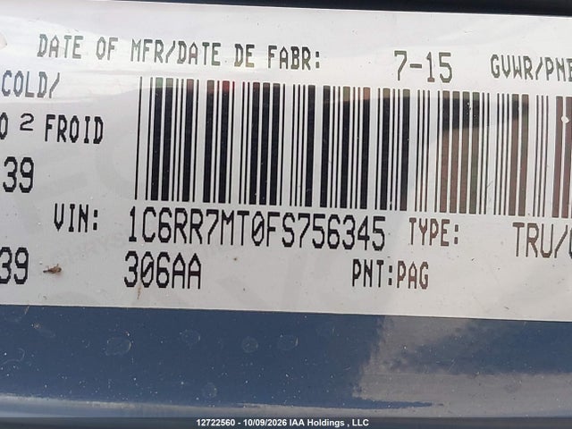 RAM 1500 Sport 2015 1C6RR7MT0FS756345 Image 9
