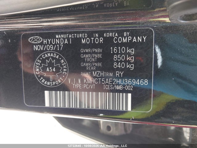 Hyundai ACCENT SE 2017 KMHCT5AE2HU369468 Image 9