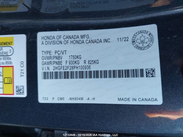 Honda Civic Lx 2023 2HGFE2F28PH100936 Image 9
