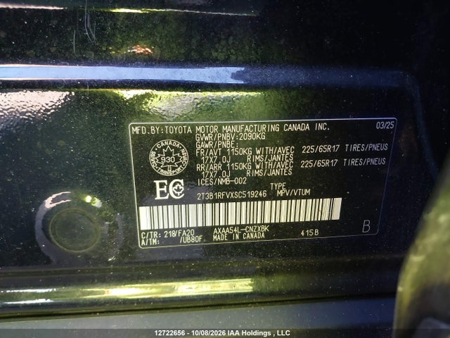 2T3B1RFVXSC519246 Toyota RAV4 LE