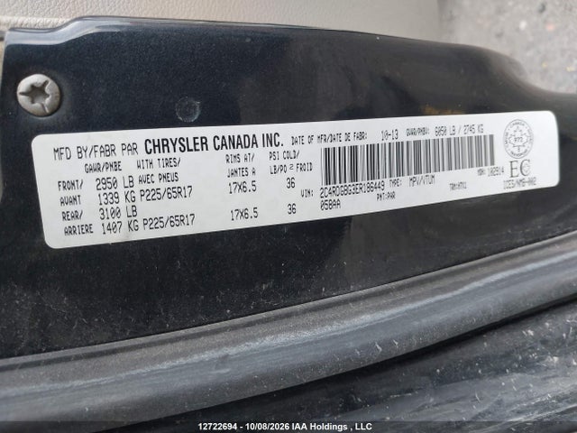 Dodge Grand Caravan 2014 2C4RDGBG3ER186449 Image 9