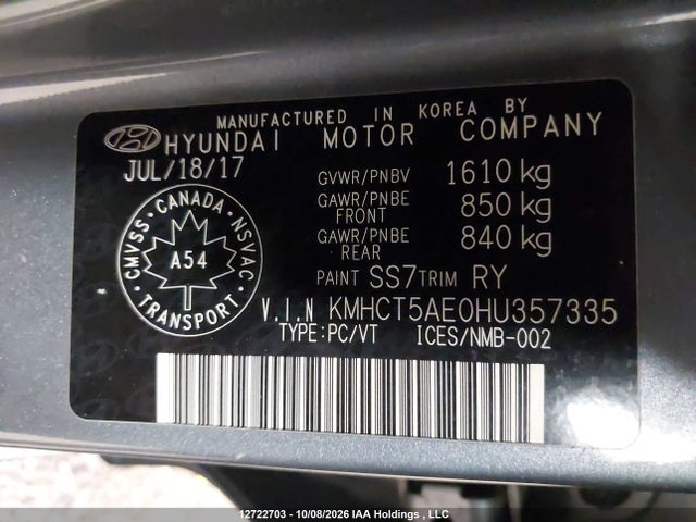 Hyundai ACCENT GL 2017 KMHCT5AE0HU357335 Image 9