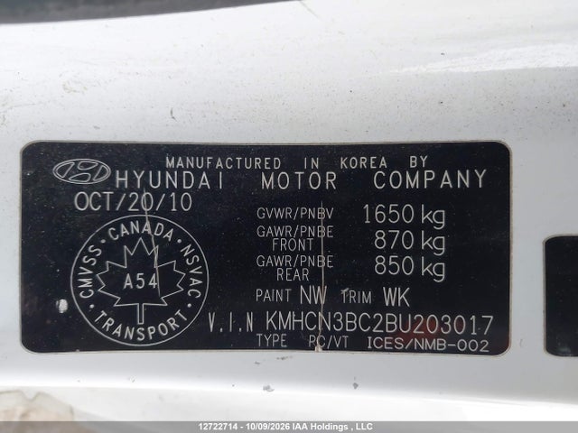Aukcja sprzedaży 2011 Hyundai Accent Gl, vin: KMHCN3BC2BU203017, numer aukcji: 12722714
