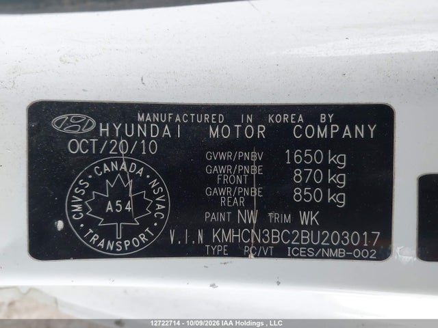 Aukcja sprzedaży 2011 Hyundai Accent Gl, vin: KMHCN3BC2BU203017, numer aukcji: 12722714