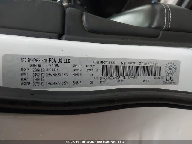 2016 Jeep Grand Cherokee Summit მანქანა იყიდება აუქციონზე, vin: 1C4RJFJM3GC429845, აუქციონის ნომერი: 12722741