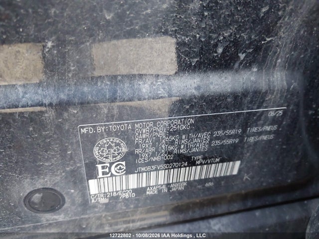 Aukcja sprzedaży 2025 Toyota Rav4, vin: JTMGB3FV5SD270124, numer aukcji: 12722802