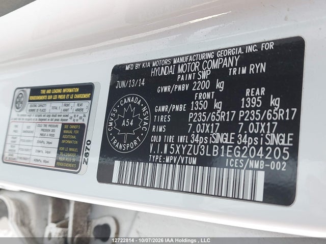 Aukcja sprzedaży 2014 Hyundai Santa Fe Sport, vin: 5XYZU3LB1EG204205, numer aukcji: 12722814