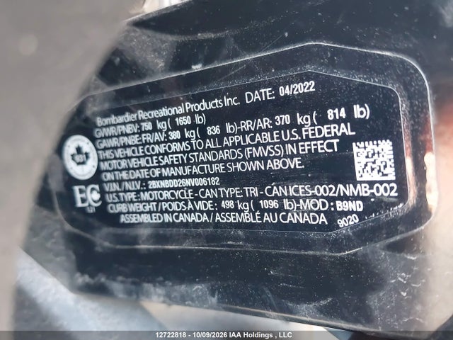 Can-Am Spyder Roadster Rt/rt Limited 2022 2BXNBDD26NV006182 Image 15