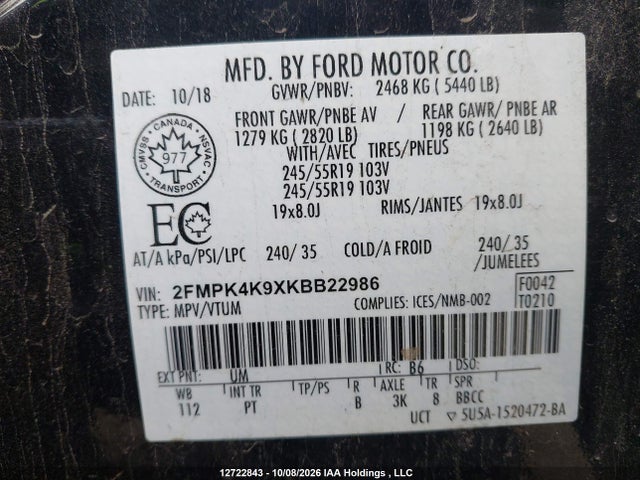 Ford Edge Titanium 2019 2FMPK4K9XKBB22986 Image 19