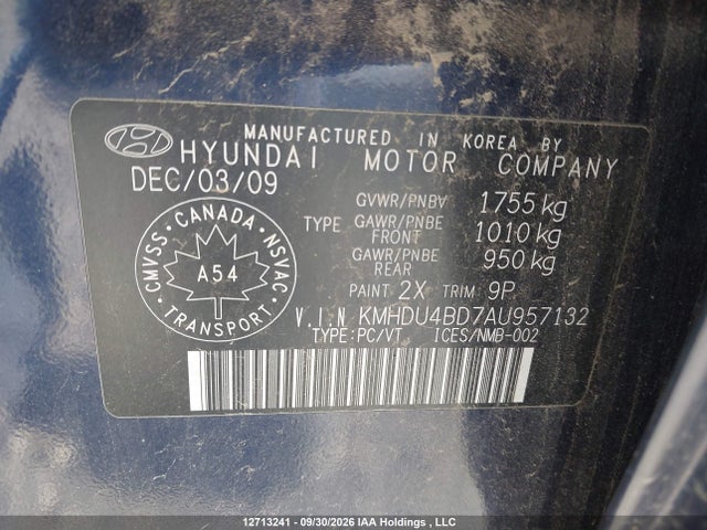 12713241 :رقم المزاد ، KMHDU4BD7AU957132 vin ، 2010 Hyundai Elantra Gl مزاد بيع