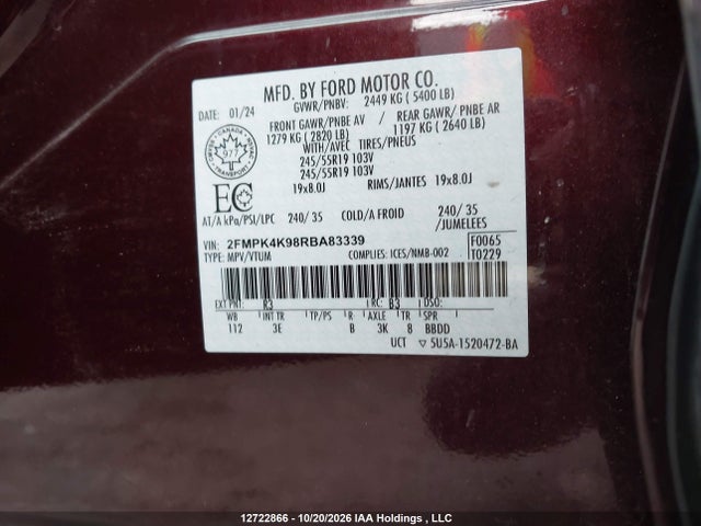 Ford Edge Titanium 2024 2FMPK4K98RBA83339 Image 9