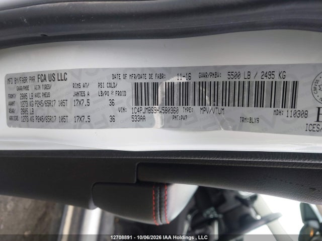 Продаж на аукціоні авто 2017 Jeep Cherokee Trailhawk, vin: 1C4PJMBS9HW580360, номер лоту: 12708891