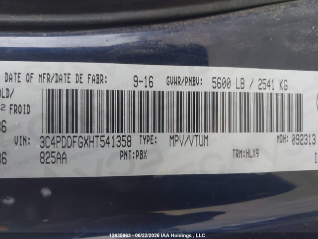 Aukcja sprzedaży 2017 Dodge Journey Gt, vin: 3C4PDDFGXHT541358, numer aukcji: 12635963