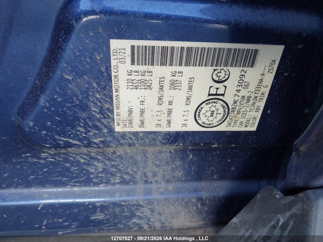 Продаж на аукціоні авто 2021 Nissan Rogue Sv, vin: 5N1AT3BB2MC743092, номер лоту: 12707827