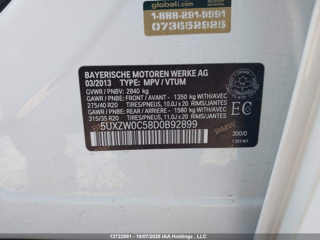 Продаж на аукціоні авто 2013 Bmw X5 Xdrive35d, vin: 5UXZW0C58D0B92899, номер лоту: 12722891