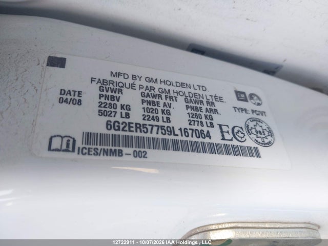 Продаж на аукціоні авто 2009 Pontiac G8, vin: 6G2ER57759L167064, номер лоту: 12722911