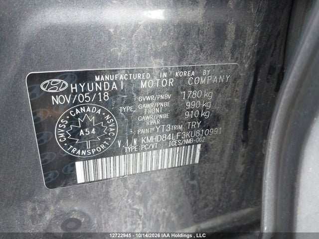 Продаж на аукціоні авто 2019 Hyundai Elantra Preferred, vin: KMHD84LF3KU810991, номер лоту: 12722945