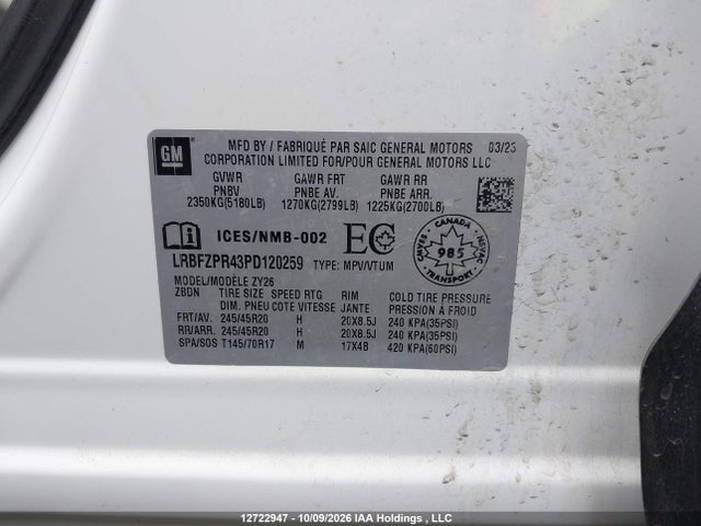 12722947 :رقم المزاد ، LRBFZPR43PD120259 vin ، 2023 Buick Envision مزاد بيع