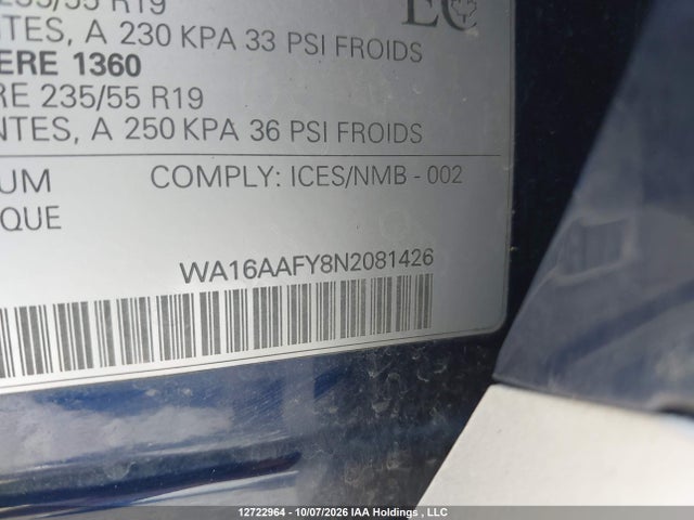 Aukcja sprzedaży 2022 Audi Q5 45 Technik, vin: WA16AAFY8N2081426, numer aukcji: 12722964