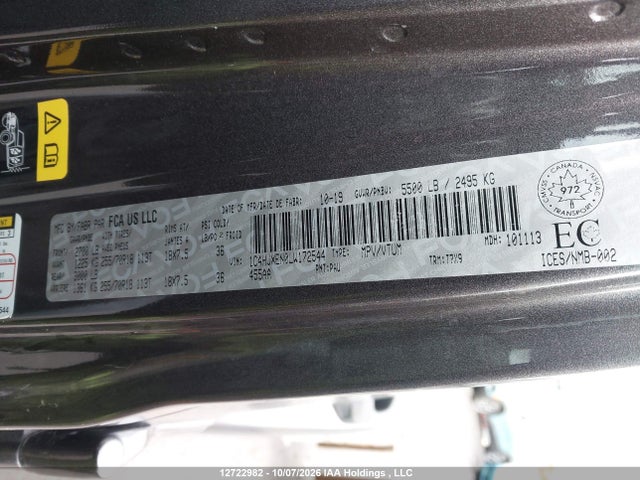 2020 Jeep Wrangler Unlimited Sahara მანქანა იყიდება აუქციონზე, vin: 1C4HJXEN0LW172544, აუქციონის ნომერი: 12722982