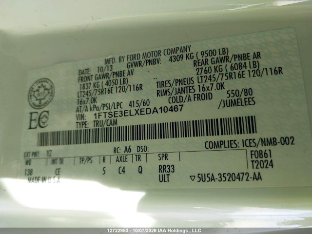 1FTSE3ELXEDA10467 Ford Econoline E350 Super Duty Van
