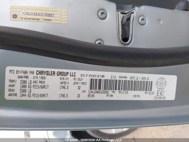 Aukcja sprzedaży 2013 Jeep Compass Sport/north, vin: 1C4NJDAB4DD269921, numer aukcji: 12723000