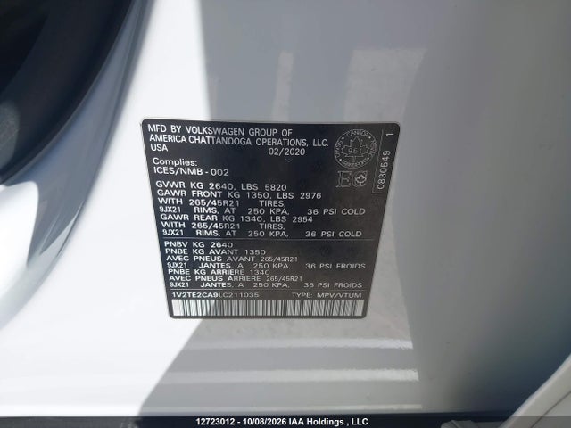 1V2TE2CA9LC211035 Volkswagen Atlas Cross Sport 3.6 Fsi Execline