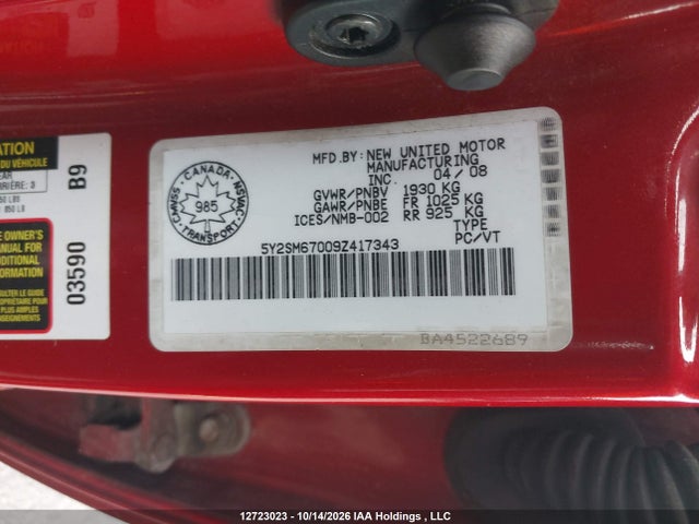 Продаж на аукціоні авто 2009 Pontiac Vibe, vin: 5Y2SM67009Z417343, номер лоту: 12723023