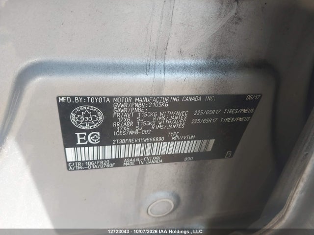 Продаж на аукціоні авто 2017 Toyota Rav4 Le, vin: 2T3BFREV1HW666890, номер лоту: 12723043