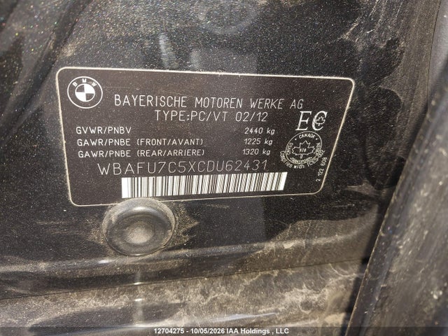 Продажа на аукционе авто 2012 Bmw 535i Xdrive, vin: WBAFU7C5XCDU62431, номер лота: 12704275