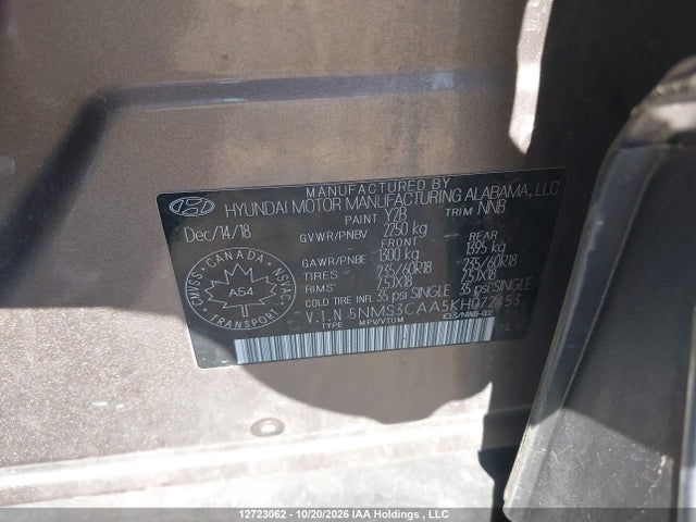 Hyundai Santa Fe Luxury 2019 5NMS3CAA5KH072453 Image 9