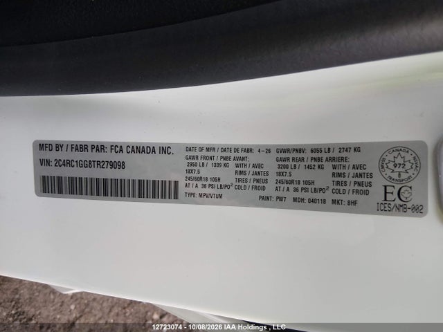 Chrysler Pacifica Limited 2026 2C4RC1GG8TR279098 Image 9