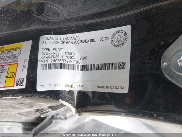 Продажа на аукционе авто 2026 Honda Civic Sport, vin: 2HGFE2F52TH102881, номер лота: 12723158