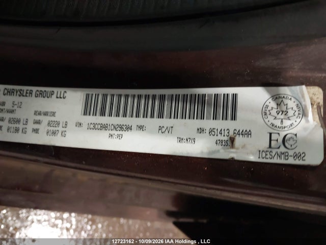 Продаж на аукціоні авто 2012 Chrysler 200 Lx, vin: 1C3CCBAB1CN296304, номер лоту: 12723162