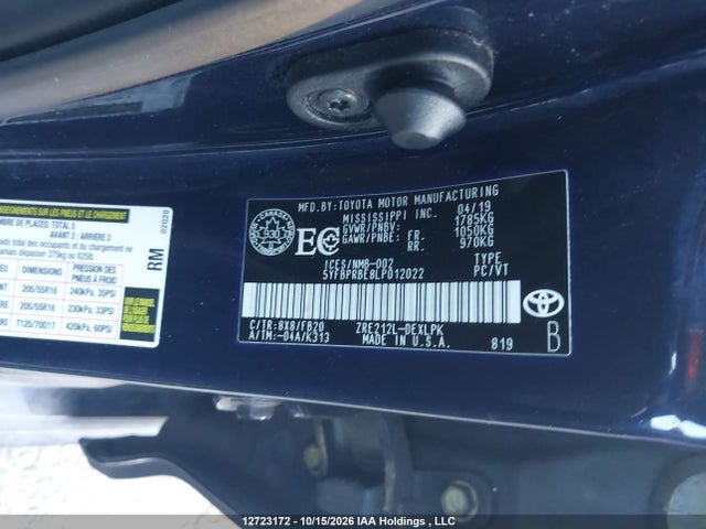 5YFBPRBE8LP012022 Toyota COROLLA LE