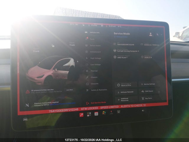 12723175 :رقم المزاد ، 7SAYGDEE0RF212246 vin ، 2024 Tesla Model Y Long Range مزاد بيع