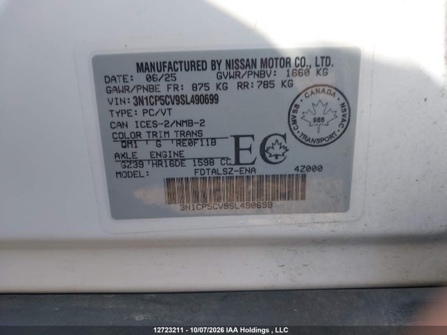 Продажа на аукционе авто 2025 Nissan Kicks Play Sv, vin: 3N1CP5CV9SL490699, номер лота: 12723211