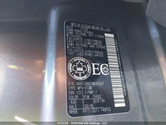 Продажа на аукционе авто 2026 Nissan Rogue Sv, vin: JN8BT3BB7TW092567, номер лота: 12723235