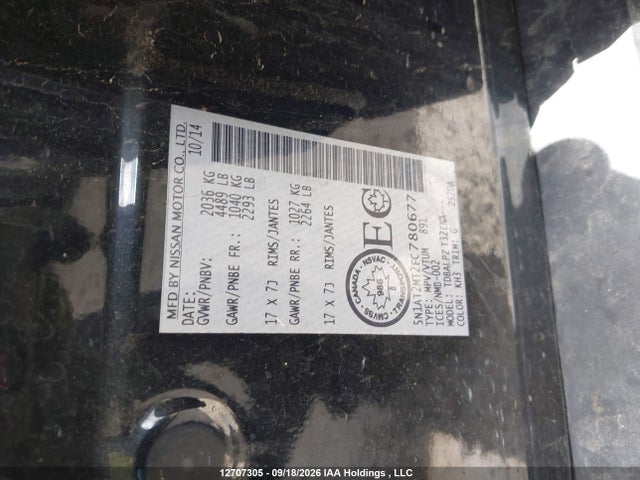 12707305 :رقم المزاد ، 5N1AT2MT2FC780677 vin ، 2015 Nissan Rogue S/sl/sv مزاد بيع