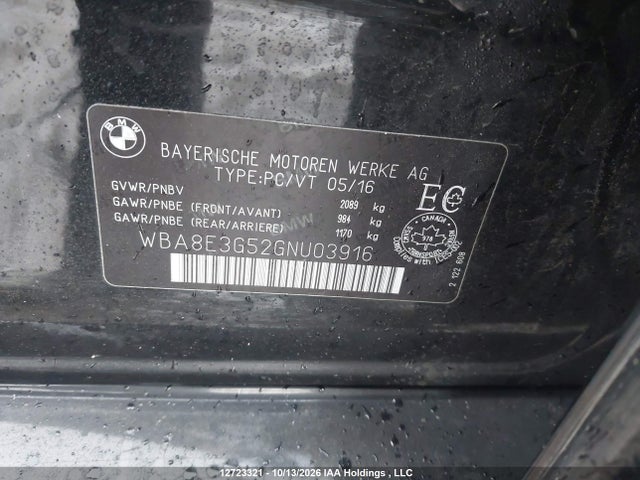 WBA8E3G52GNU03916 BMW 328 Xi Sulev