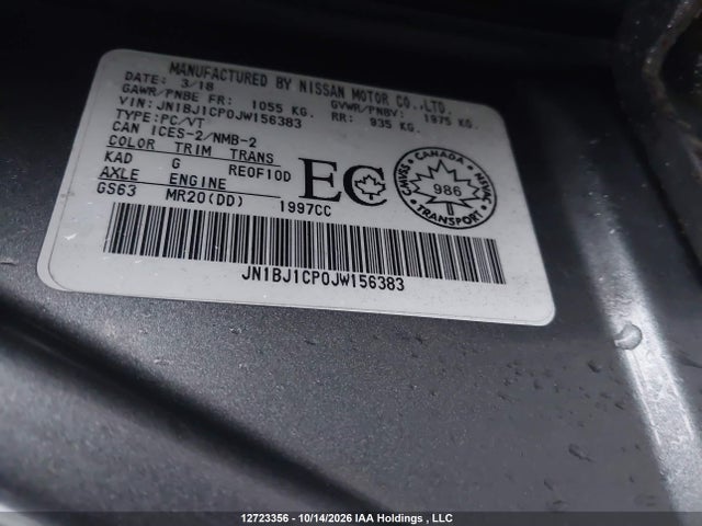 Auction sale of the 2018 Nissan Qashqai S/sv, vin: JN1BJ1CP0JW156383, lot number: 12723356