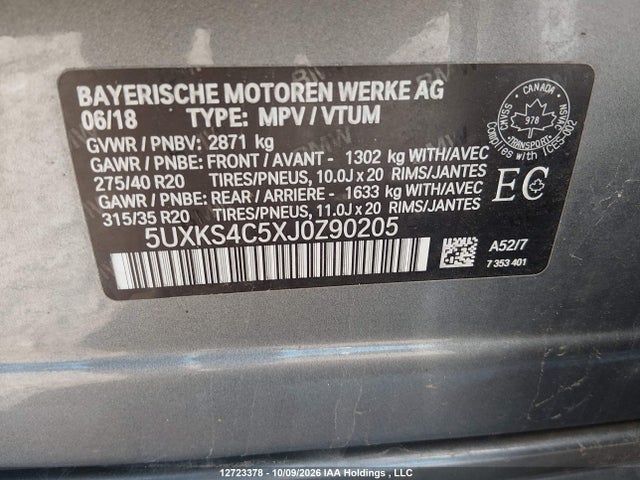 BMW X5 Xdrive35d 2018 5UXKS4C5XJ0Z90205 Image 9