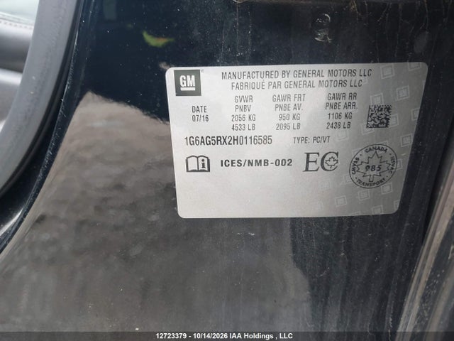 Aukcja sprzedaży 2017 Cadillac Ats Turbo Base, vin: 1G6AG5RX2H0116585, numer aukcji: 12723379
