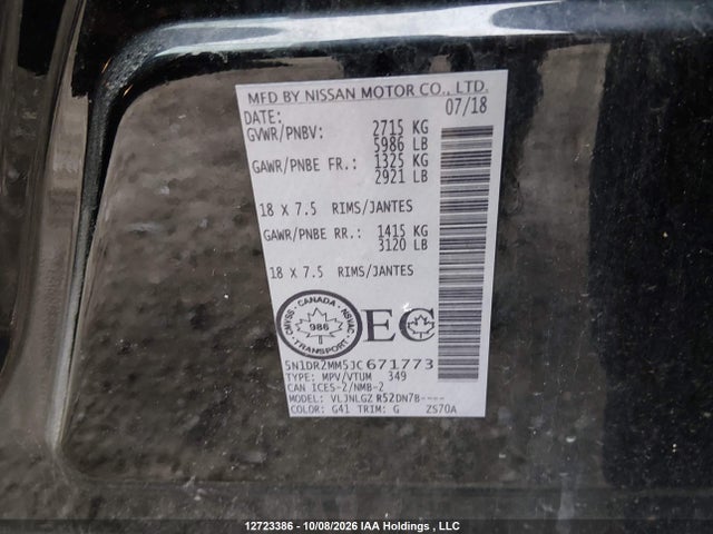 Nissan Pathfinder Platinum 4wd 2018 5N1DR2MM5JC671773 Image 9