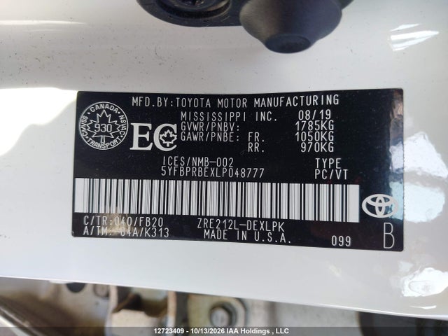 5YFBPRBEXLP048777 Toyota COROLLA LE
