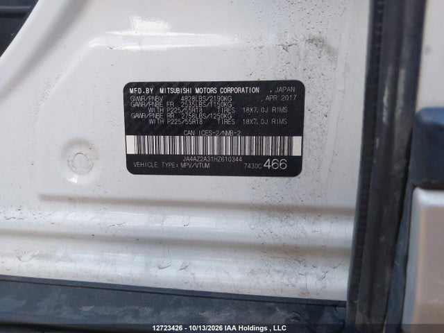 Продажа на аукционе авто 2017 Mitsubishi Outlander Es, vin: JA4AZ2A31HZ610344, номер лота: 12723426