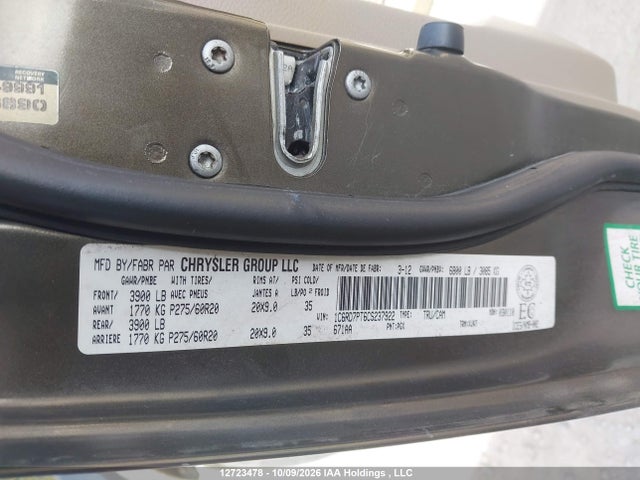 Продажа на аукционе авто 2012 Ram 1500 Laramie Longhorn, vin: 1C6RD7PT6CS237922, номер лота: 12723478